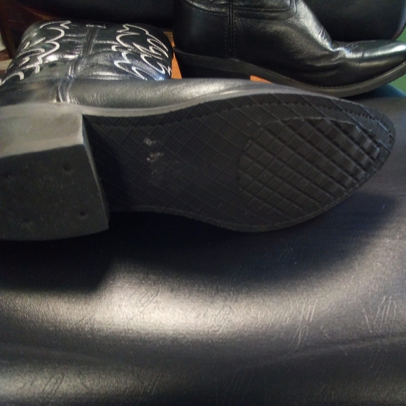 Old West Boots Men's Stitched Cowboy Boots, Leather, TBM3010, Black, Size 9.5 EE - Picture 7 of 8